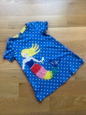 Mini Boden Blue Polka Dot Kids Jacket with Yellow Trim